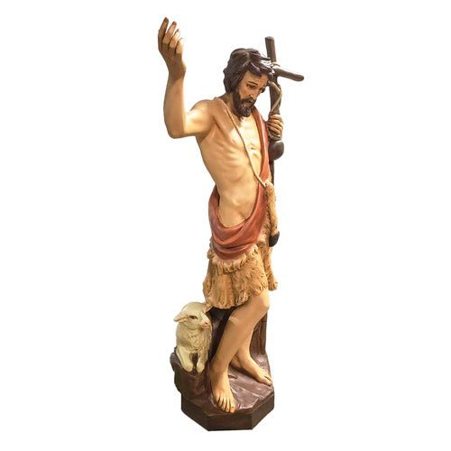 Custom Painted Lifesize St. John the Baptist w/ (staff Outdoor/Indoor Statue - Bella Statues