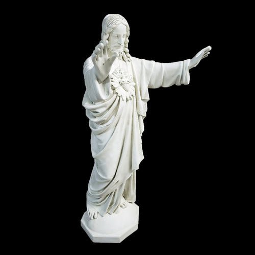 Lifesize Jesus Religious Sacred Heart (HANDS UP) 60" Outdoor/Indoor Statue - Bella Statues