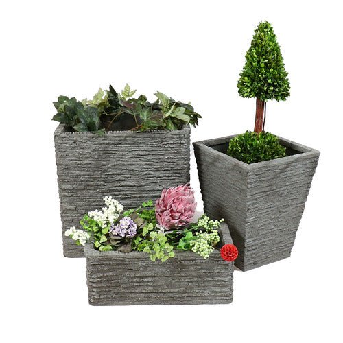 COARSE RECT. POT SM. 8" Outdoor/Indoor Statue - Bella Statues