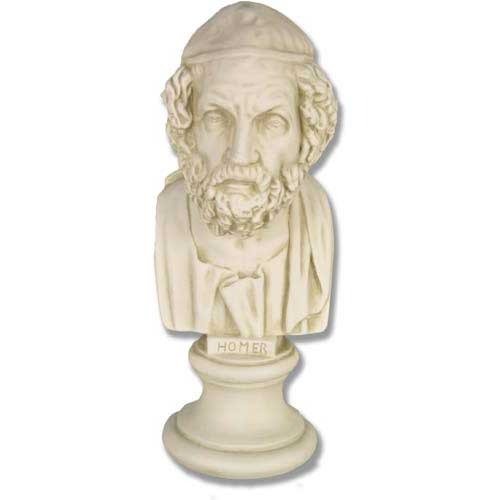 Homer Bust On Small Pedestal Outdoor/Indoor Statue - Bella Statues