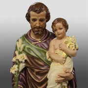 Custom Painted Lifesize Saint Joseph & Child with Cros Outdoor/Indoor Statue - Bella Statues