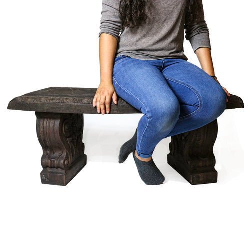 Lifesize Curved Short Bench 17 H 42 W Outdoor/Indoor Statue - Bella Statues
