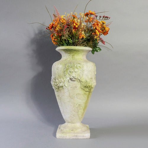 Lion and Garland Vase Outdoor/Indoor Statue - Bella Statues