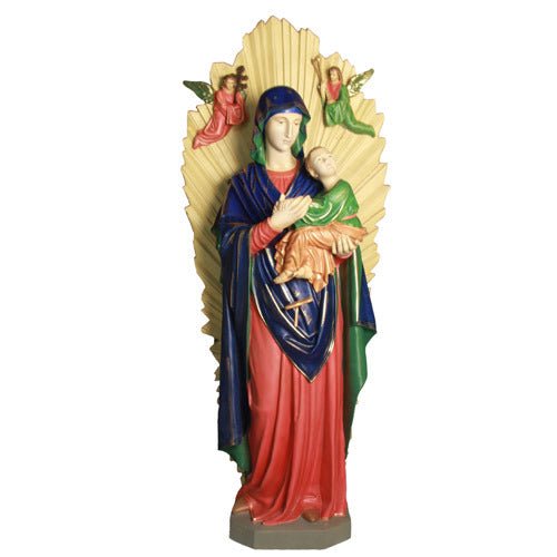 Custom Painted Lifesize Custom Painted Lady of Perpetual Help Mary Madonna and child w/Sunburst Outdoor/Indoor Statue - Bella Statues