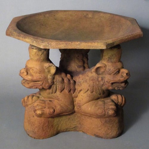 Three Foo Dogs Birdbath Outdoor/Indoor Statue - Bella Statues