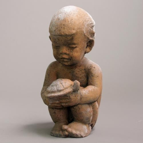 Anton And His Turtle 12 Cppr Outdoor/Indoor Statue - Bella Statues