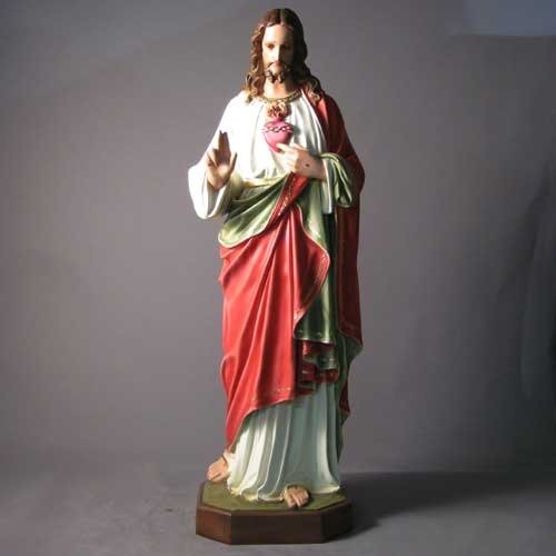 Custom Painted Lifesize SACRED HEART (Hand Up) 52" H Outdoor/Indoor Statue - Bella Statues
