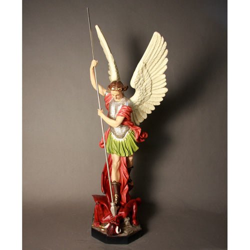 Custom Painted Lifesize Saint Michael Slaying Satan 58 Outdoor/Indoor Statue - Bella Statues
