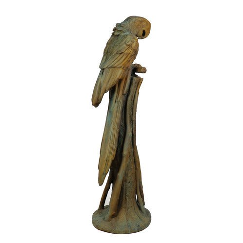 Lifesize Maccau On Perch 52 Outdoor/Indoor Statue - Bella Statues