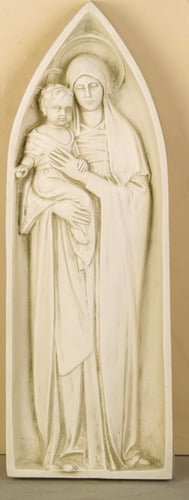 Custom Painted Mother & Child Pointed Arch Outdoor/Indoor Statue - Bella Statues