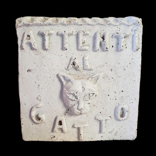 Beware Of Cat Plaque Outdoor/Indoor Statue - Bella Statues