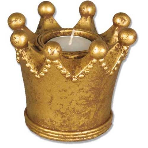 King Crown Candleholder 3.5H Outdoor/Indoor Statue - Bella Statues
