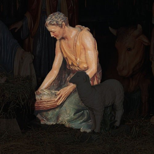 Custom Painted Lifesize SHEPHERD KNEELING FOR LIFESIZE Outdoor/Indoor Statue - Bella Statues