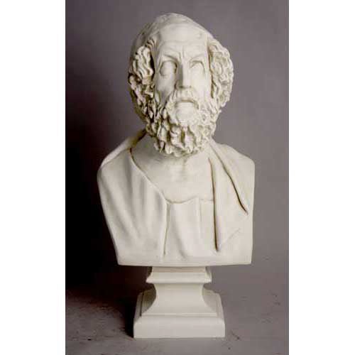 Homer Bust 22 On Sq Base Outdoor/Indoor Statue - Bella Statues