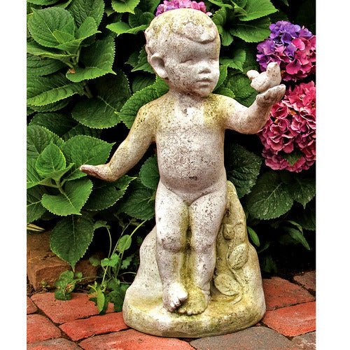 Nature's Child with Bird 21 H Outdoor/Indoor Statue - Bella Statues
