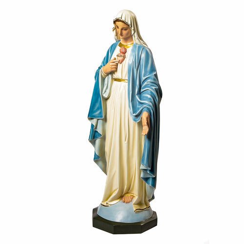 Custom Painted Lifesize Mary with One Hand Outstretched Outdoor/Indoor Statue - Bella Statues