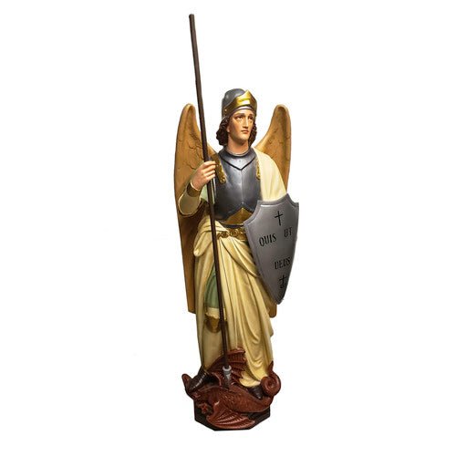 Custom Painted Lifesize Saint Michael (Shield) 55 Outdoor/Indoor Statue - Bella Statues