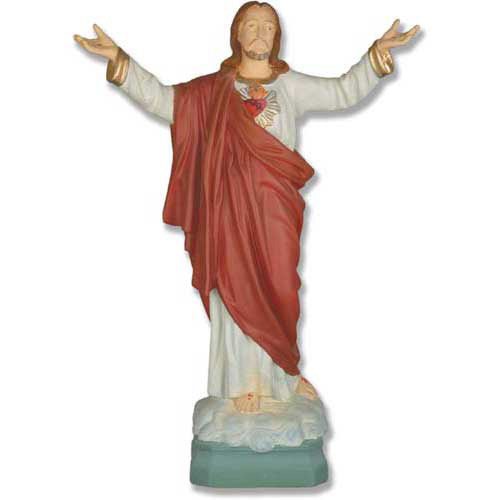 Custom Painted Jesus Sacred Heart Blessing 30 Outdoor/Indoor Statue - Bella Statues