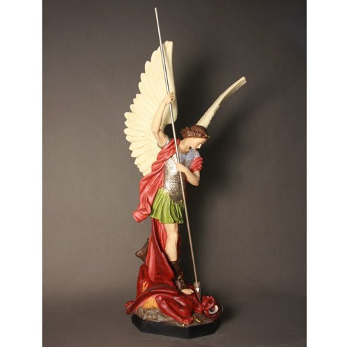 Custom Painted Lifesize Saint Michael Slaying Satan 58 Outdoor/Indoor Statue - Bella Statues