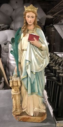 Custom Painted Lifesize St. Barbara Outdoor/Indoor Statue - Bella Statues