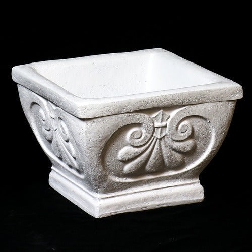 Fleur De Lis Pot - Square 10 H Outdoor/Indoor Statue - Bella Statues