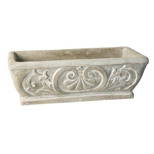 Fleur De Lis Pot Rect 30 W Outdoor/Indoor Statue - Bella Statues