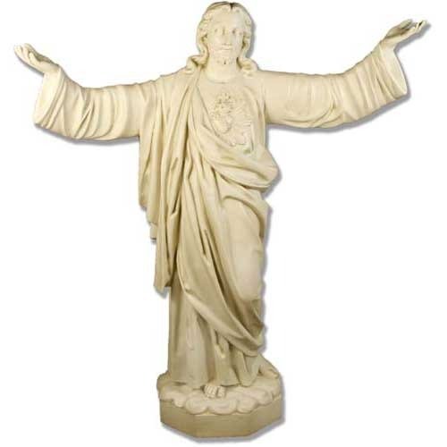 Custom Painted Lifesize Jesus Religious Sacred Heart Pleading 63" Outdoor/Indoor Statue - Bella Statues