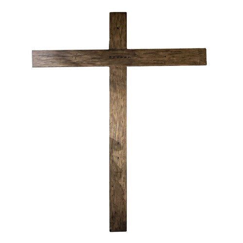 Custom Painted Lifesize Cross W/Wood Texture For Wall Outdoor/Indoor Statue - Bella Statues