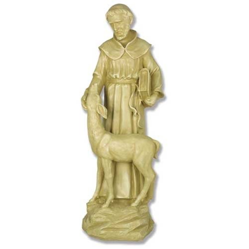 Saint Francis With Deer 20 Outdoor/Indoor Statue - Bella Statues