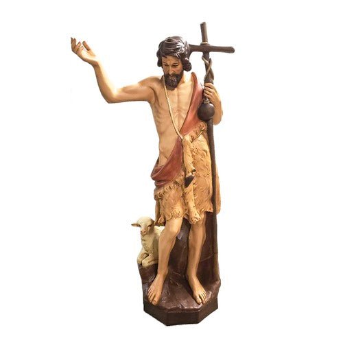 Custom Painted Lifesize St. John the Baptist w/ (staff Outdoor/Indoor Statue - Bella Statues