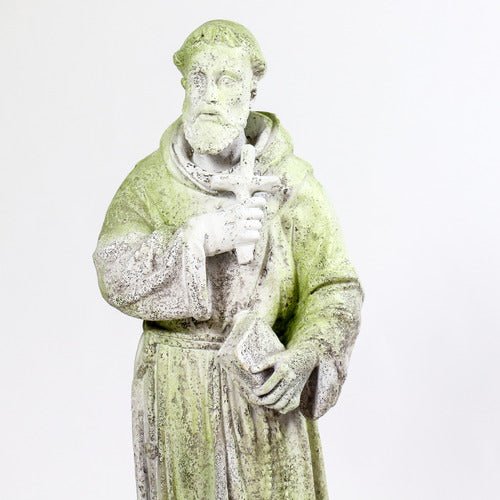 Lifesize Saint Francis Holding Cross 38 Outdoor/Indoor Statue - Bella Statues
