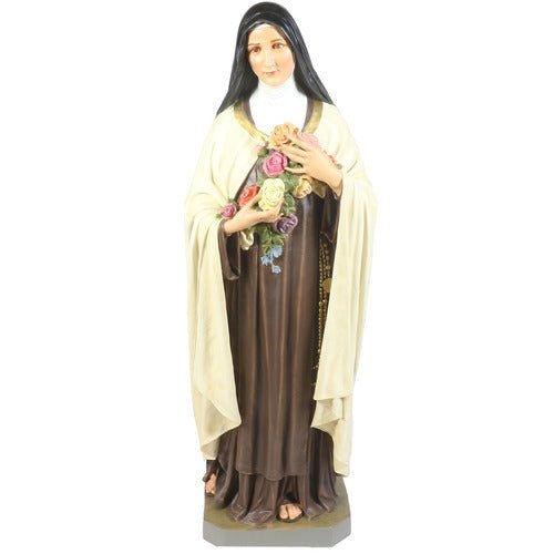 Custom Painted Lifesize Saint Therese with Roses 60"H Outdoor/Indoor Statue - Bella Statues