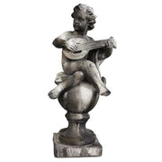 Lifesize Cherub On Finial Mandolin 39 Outdoor/Indoor Statue - Bella Statues