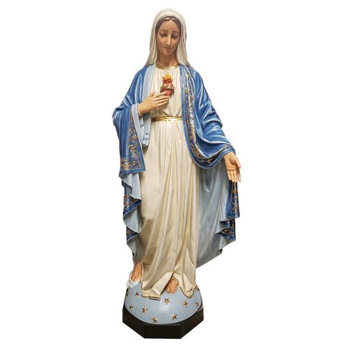 Custom Painted Lifesize Mary W/ One Hand Outstretched Outdoor/Indoor Statue - Bella Statues
