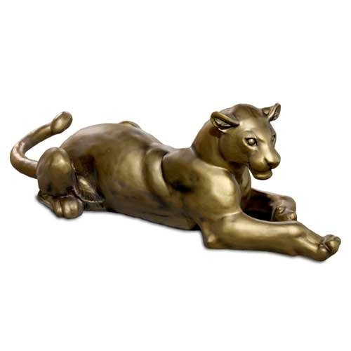 Lifesize Reclining Jungle Cat 72 W Outdoor/Indoor Statue - Bella Statues