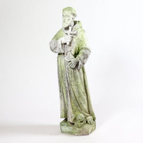 Lifesize Saint Francis Holding Cross 38 Outdoor/Indoor Statue - Bella Statues