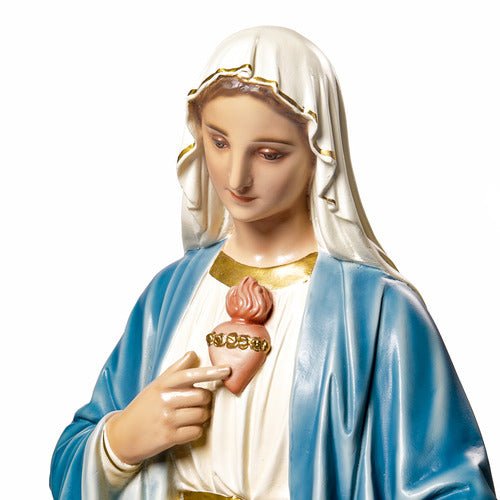 Custom Painted Lifesize Mary with One Hand Outstretched Outdoor/Indoor Statue - Bella Statues