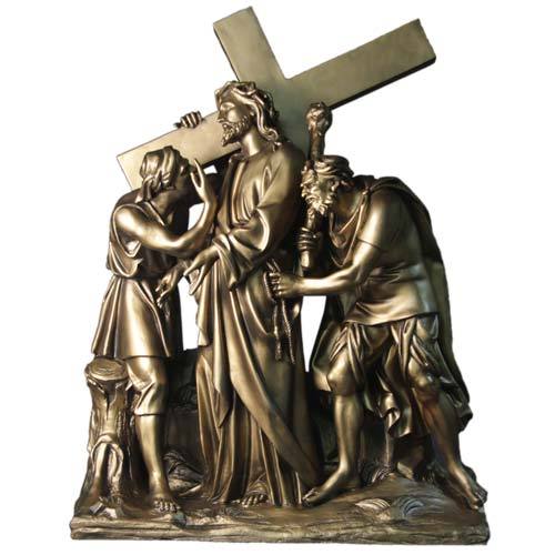 Lifesize Jesus Is Given The Cross Station 2 Outdoor/Indoor Statue - Bella Statues