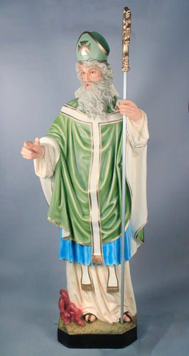 Custom Painted Lifesize Saint Patrick w/Staff Realistic Outdoor/Indoor Statue - Bella Statues