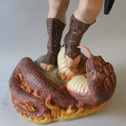 Custom Painted Lifesize St. Michael W/Sword Fire 38 Outdoor/Indoor Statue - Bella Statues