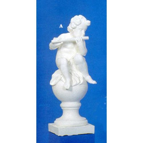 Lifesize Cherub On Finial Flute Outdoor/Indoor Statue - Bella Statues