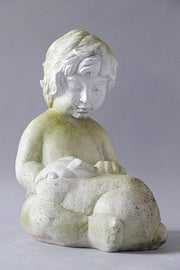 Child Petting Rabbit 14 Outdoor/Indoor Statue - Bella Statues
