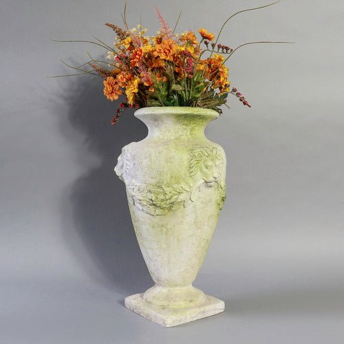 Lion and Garland Vase Outdoor/Indoor Statue - Bella Statues