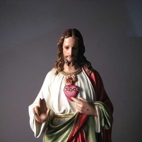 Custom Painted Lifesize SACRED HEART (Hand Up) 52" H Outdoor/Indoor Statue - Bella Statues