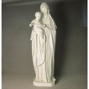 Madonna and Child statue in classical Renaissance style with ornate drapery and serene facial expressions. Other Angle