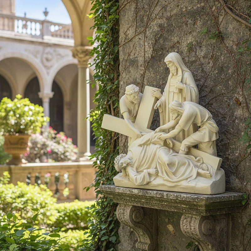 Jesus Falls the Third Time Outdoor Catholic Statue (27 - Inch) - Bella Statues