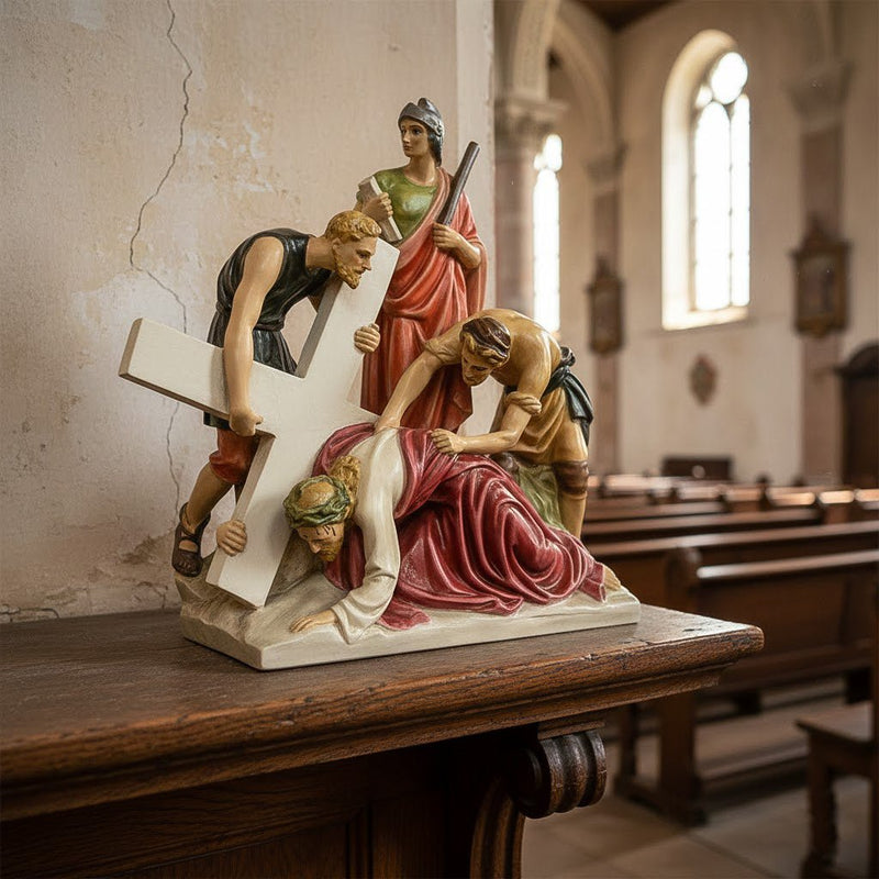 Jesus Falls the Second Time Catholic Statue (25 - Inch) - Bella Statues