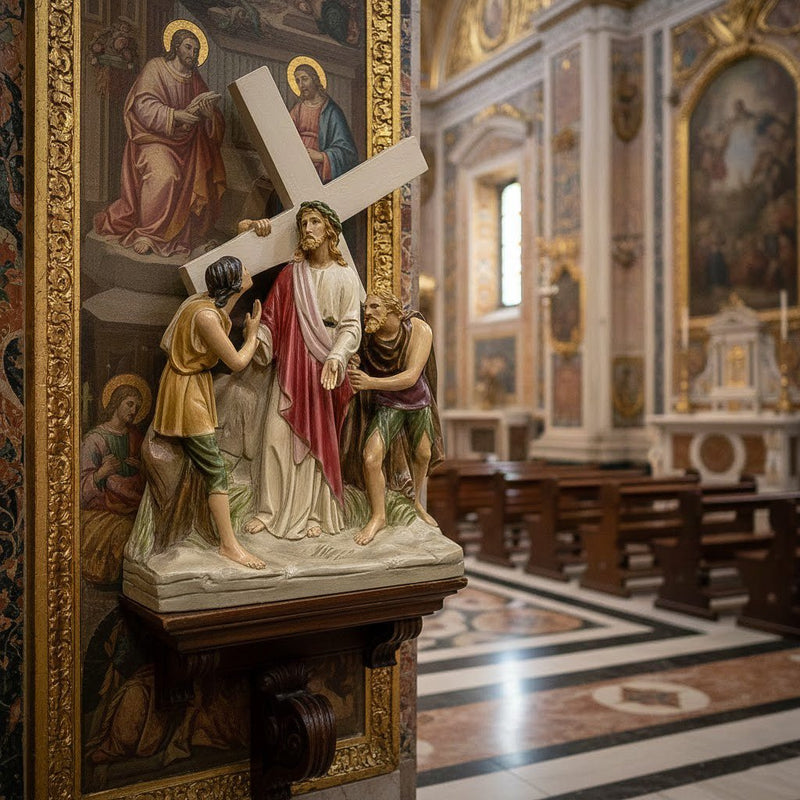 Jesus Receives the Cross Catholic Statue (20 - Inch) - Bella Statues