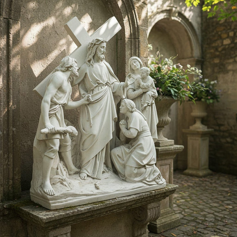 Jesus Speaks to the Woman Outdoor Catholic Statue (58 - Inch) - Bella Statues