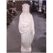 Classical Renaissance-style female statue holding a lamb, featuring ornate drapery and serene facial expression. Additional Angle